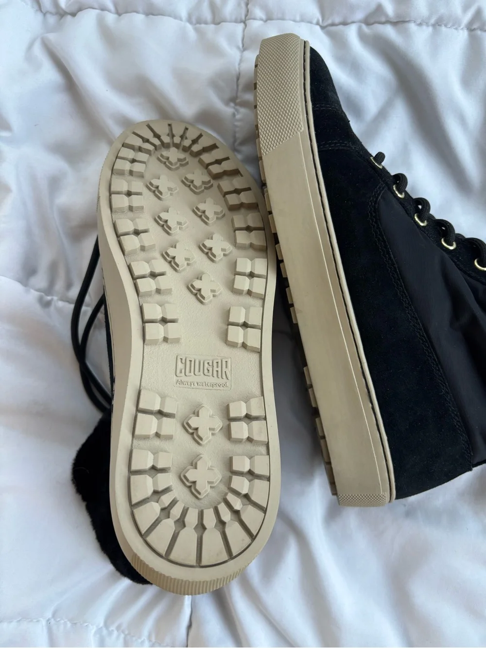 Cougar Dublin Black Suede Faux Fur Waterproof High-Top Sneaker Boots Sz 8